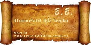 Blumenfeld Bíborka névjegykártya