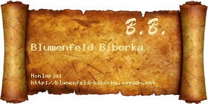 Blumenfeld Bíborka névjegykártya